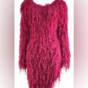 Pink shaggy sweater dress size small